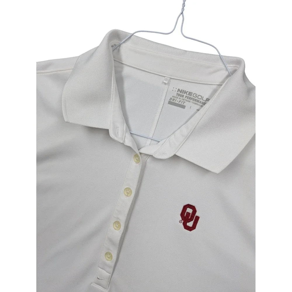 Oklahoma Sooners Polo Shirt Womens 2XL White NCAA Golf Nike Dri Fit Sleeveless